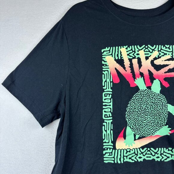 Nike Black Graphic Tee Mens L Skate Island Turtle Streetwear Faded Worn In - Picture 2 of 10